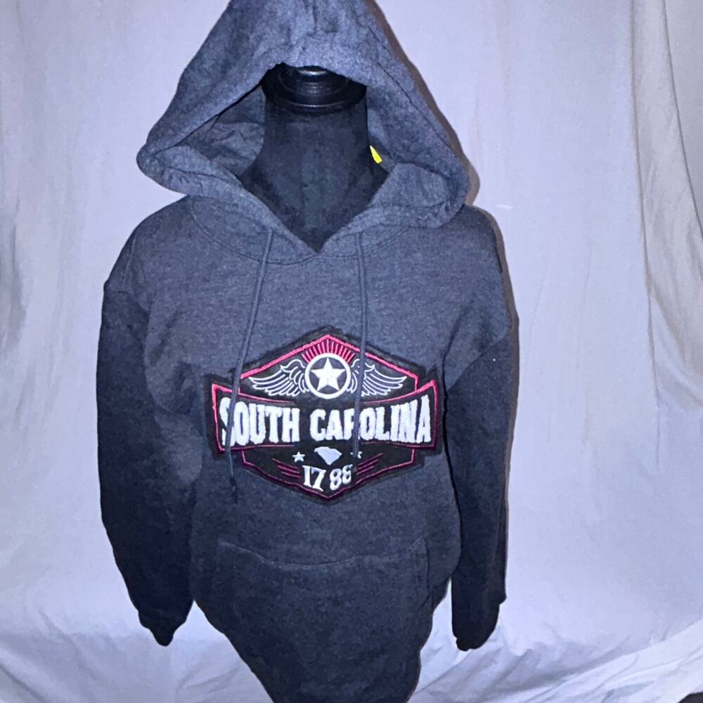 South Carolina Hoodie Medium State of Mine 1788 Wing Star Design Charcoal Gray